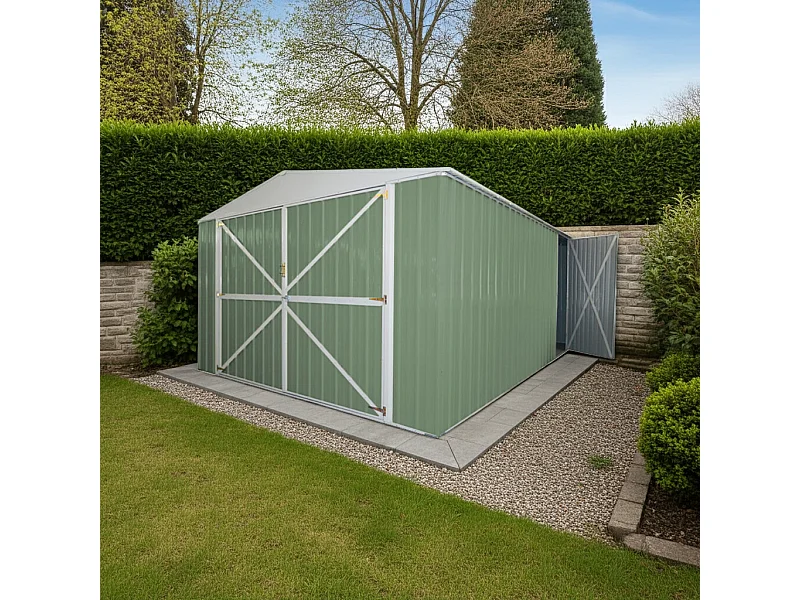 Box garage auto lamiera capanno in Acciaio Zincato 360x600cm x h2.32m - 346KG - 21,6mq - VERDE