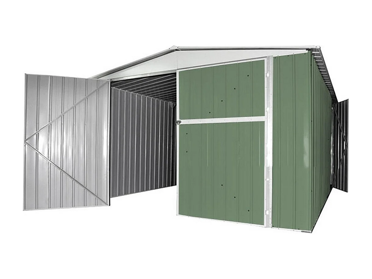 Box in Acciaio Zincato garage deposito attrezzi 360x514cm x h2.32m - 320KG - 18,5mq - VERDE
