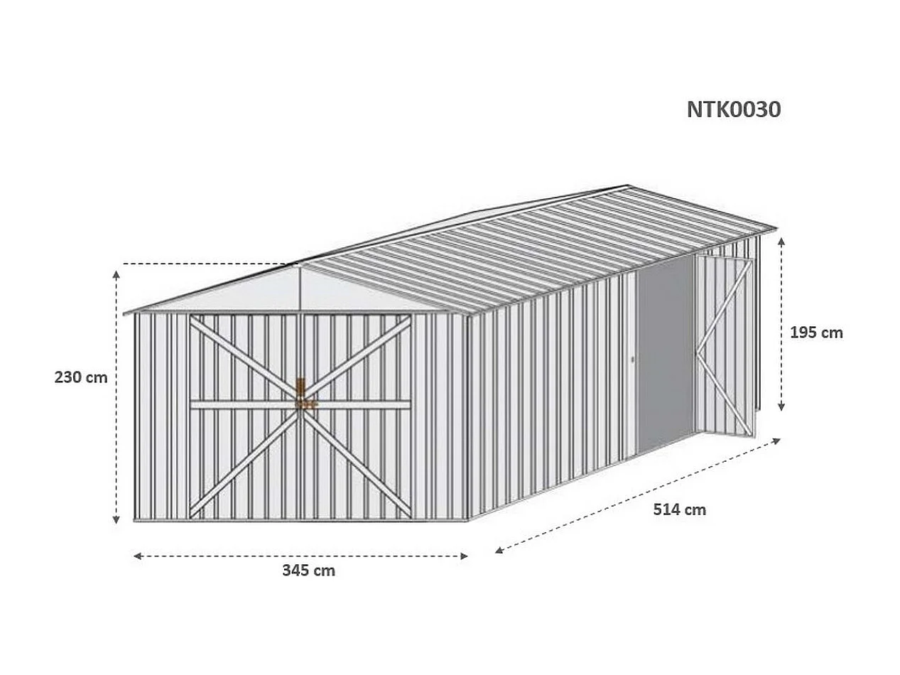 Box in Acciaio Zincato garage deposito attrezzi 360x514cm x h2.32m - 320KG - 18,5mq - VERDE