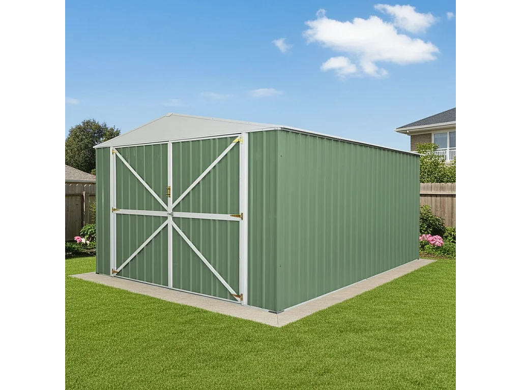 Box in Acciaio Zincato garage deposito attrezzi 360x514cm x h2.32m - 320KG - 18,5mq - VERDE
