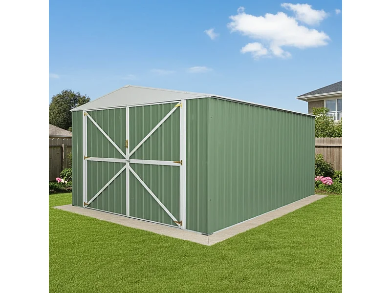 Box in Acciaio Zincato garage deposito attrezzi 360x514cm x h2.32m - 320KG - 18,5mq - VERDE