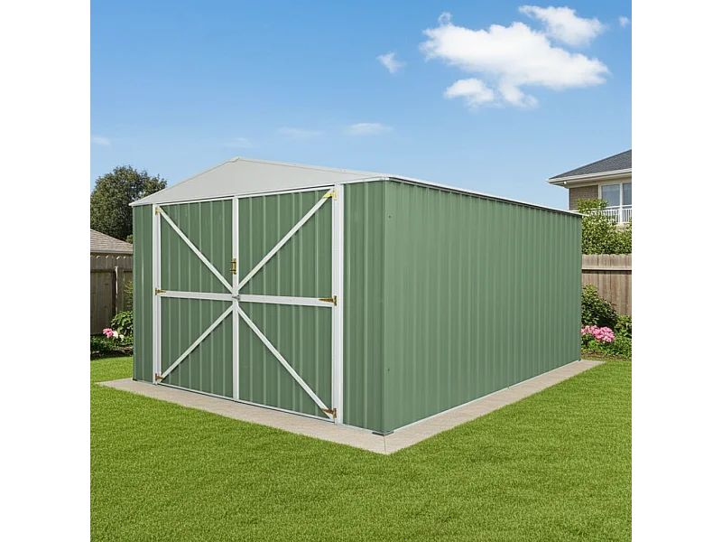 Box in Acciaio Zincato garage deposito attrezzi 360x514cm x h2.32m - 320KG - 18,5mq - VERDE