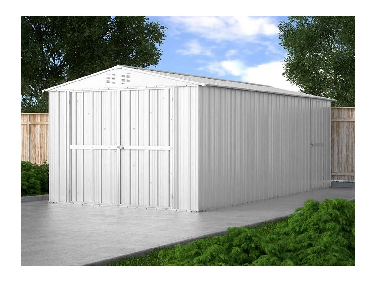Box in lamiera garage auto Acciaio Zincato 327x611cm x h2.35m - 346KG - 19,98mq - BIANCO