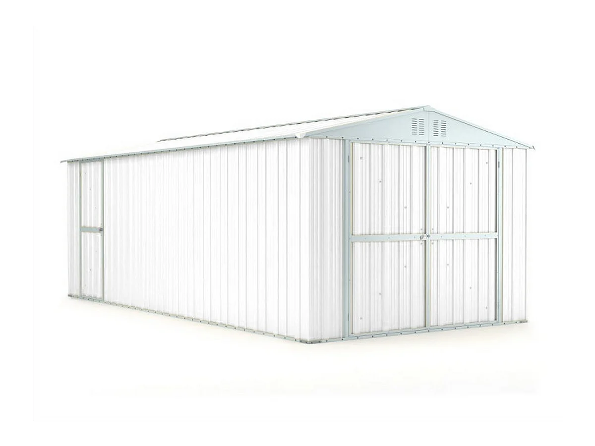 Box in lamiera garage auto Acciaio Zincato 327x611cm x h2.35m - 346KG - 19,98mq - BIANCO