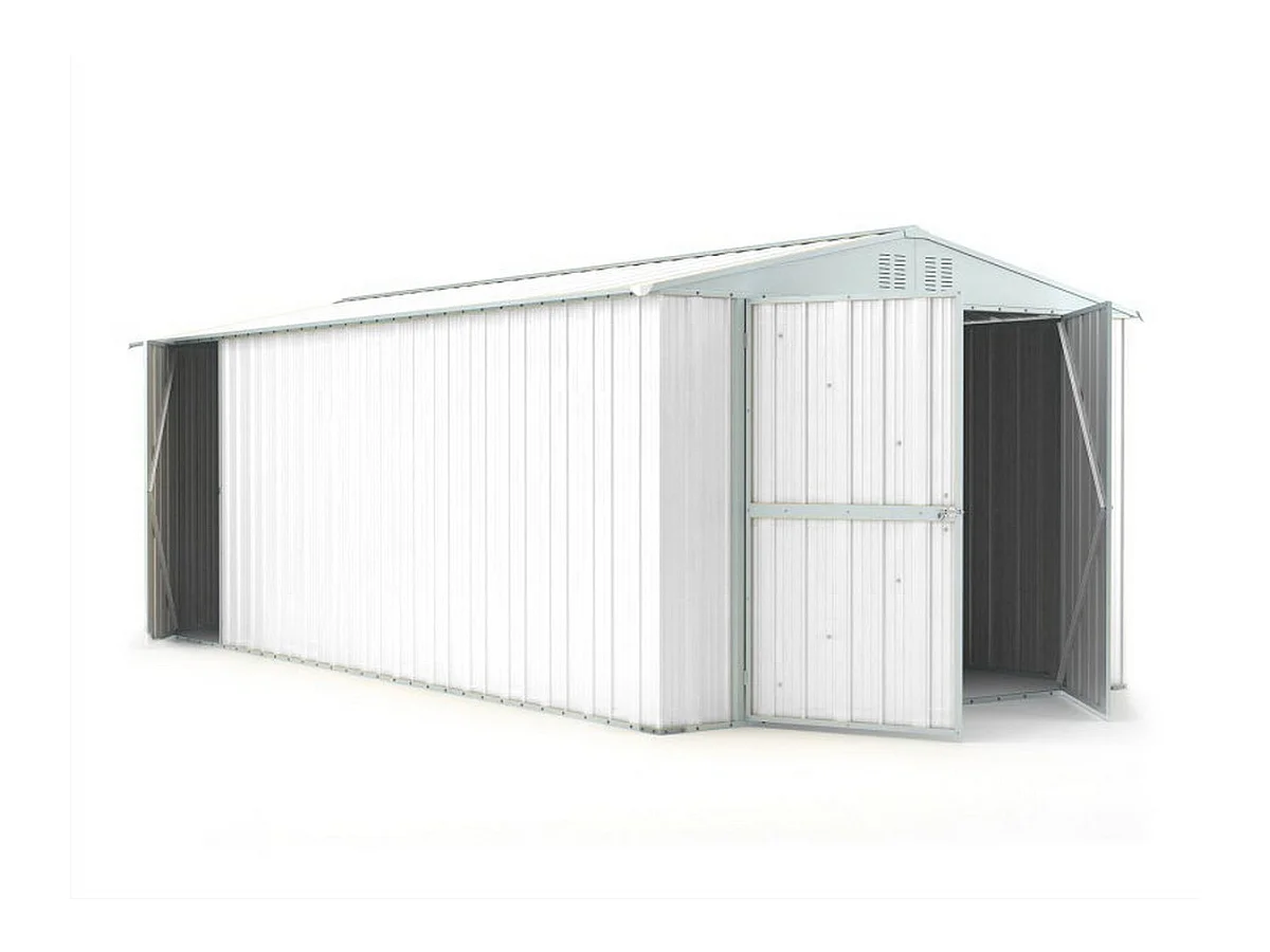 Box in lamiera garage auto Acciaio Zincato 327x611cm x h2.35m - 346KG - 19,98mq - BIANCO