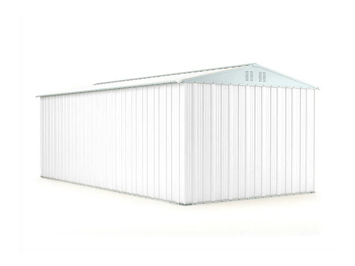 Box in lamiera garage auto Acciaio Zincato 327x611cm x h2.35m - 346KG - 19,98mq - BIANCO