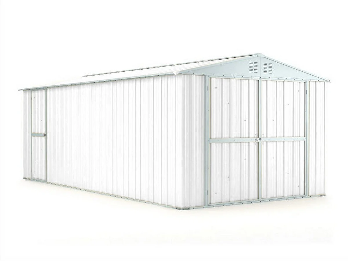 Box in lamiera garage auto Acciaio Zincato 327x611cm x h2.35m - 346KG - 19,98mq - BIANCO