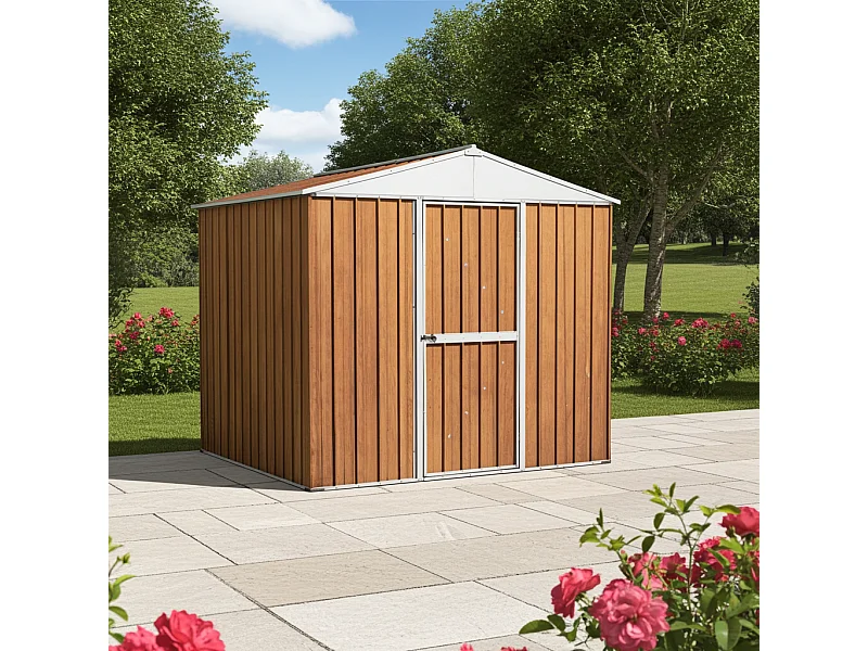 Capanno per esterno in lamiera di acciaio zincata 275x175cm x h 212cm - 87 kg - 4,81mq - FINITURA LEGNO