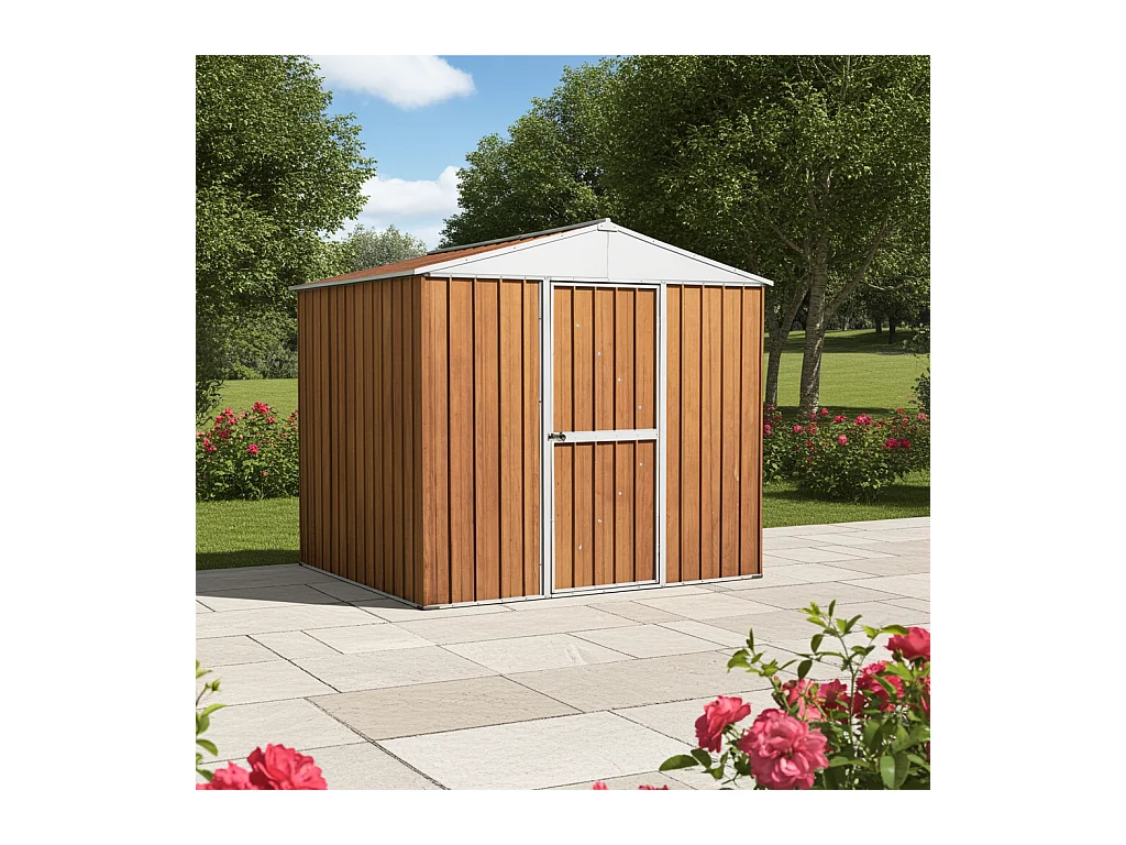 Capanno per esterno in lamiera di acciaio zincata 275x175cm x h 212cm - 87 kg - 4,81mq - FINITURA LEGNO