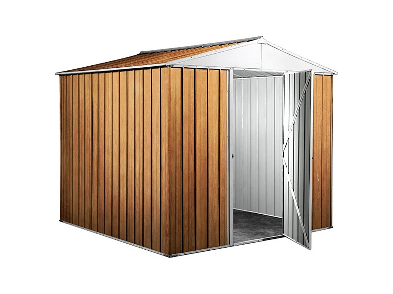 Capanno per esterno in lamiera di acciaio zincata 275x175cm x h 212cm - 87 kg - 4,81mq - FINITURA LEGNO