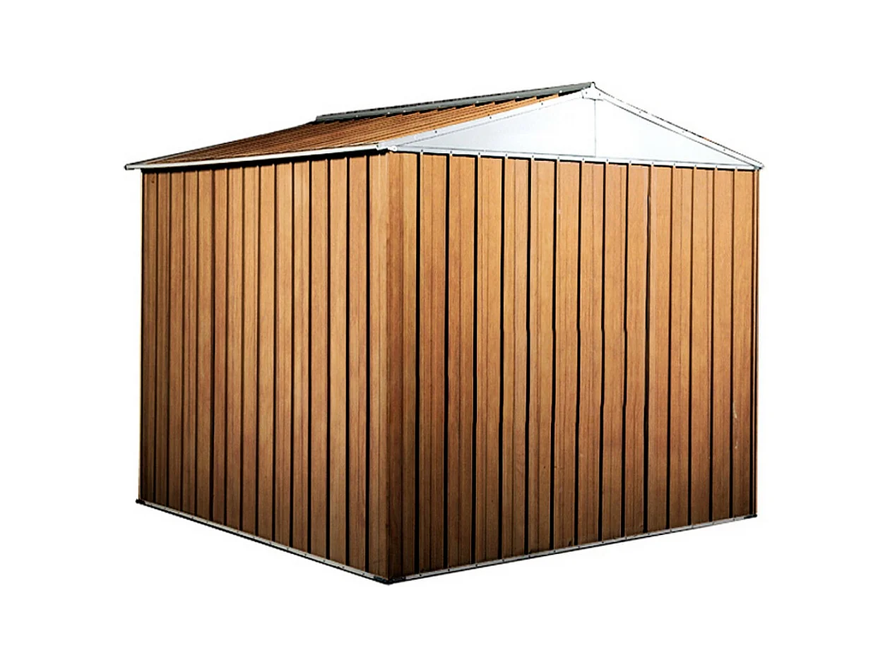 Capanno per esterno in lamiera di acciaio zincata 275x175cm x h 212cm - 87 kg - 4,81mq - FINITURA LEGNO