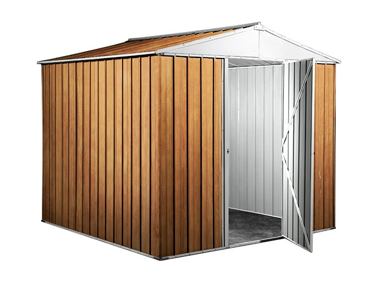 Capanno per esterno in lamiera di acciaio zincata 275x175cm x h 212cm - 87 kg - 4,81mq - FINITURA LEGNO