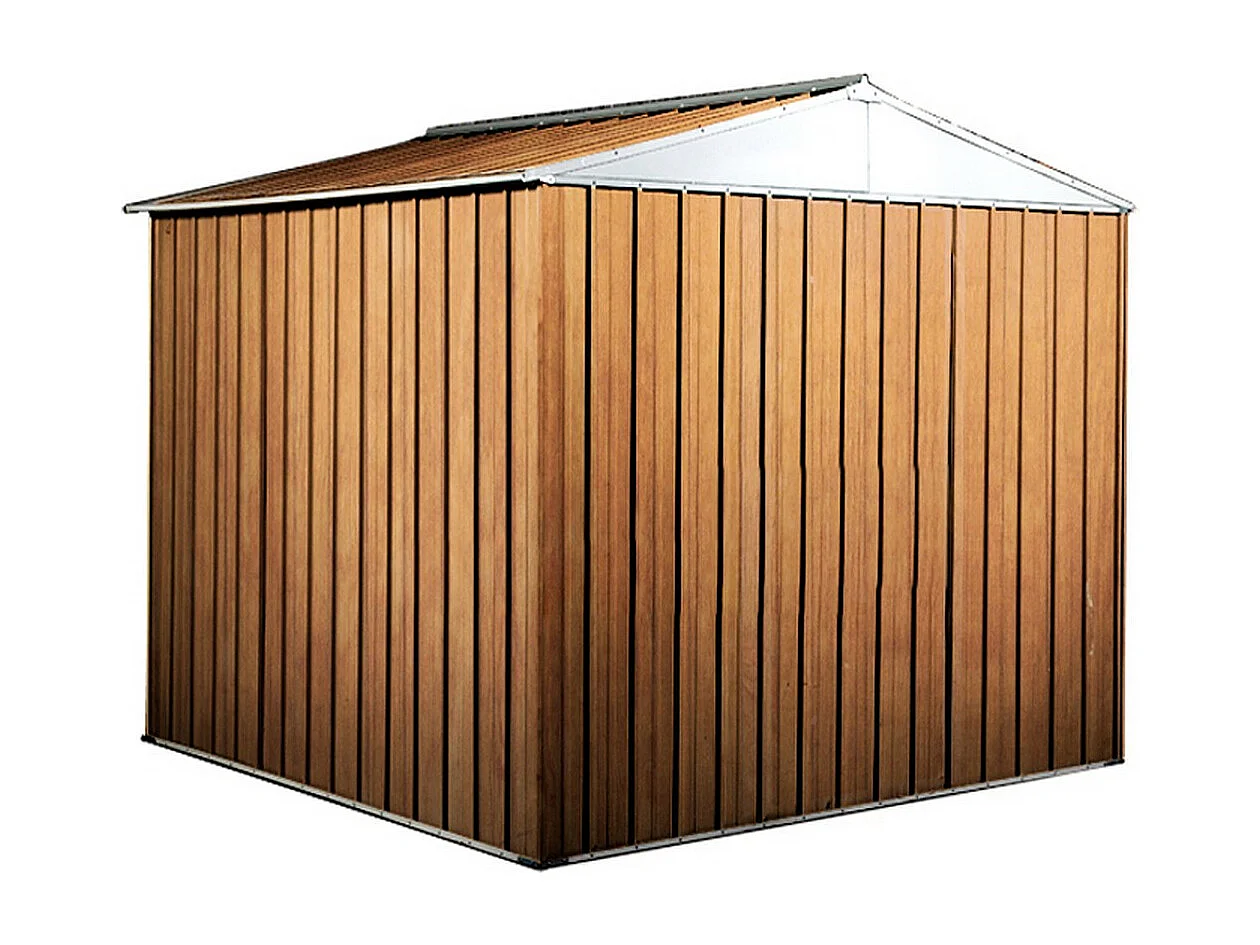 Capanno per esterno in lamiera di acciaio zincata 275x175cm x h 212cm - 87 kg - 4,81mq - FINITURA LEGNO