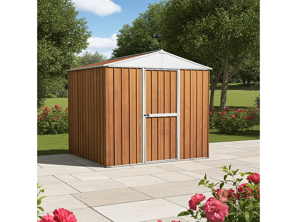 Capanno per esterno in lamiera di acciaio zincata 275x175cm x h 212cm - 87 kg - 4,81mq - FINITURA LEGNO