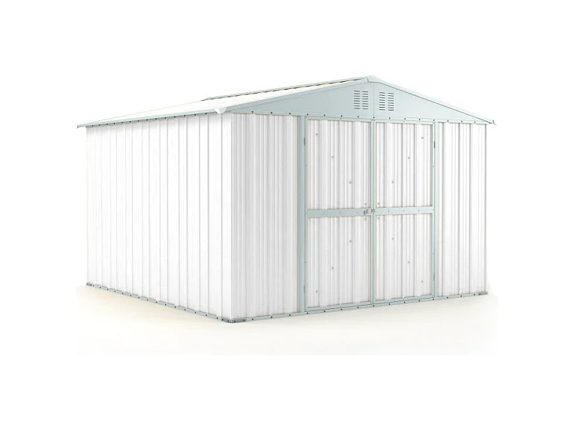 Casetta giardino Box attrezzi in Acciaio Zincato 327x307cm x h2.15m - 145KG - 10,04mq - BIANCO