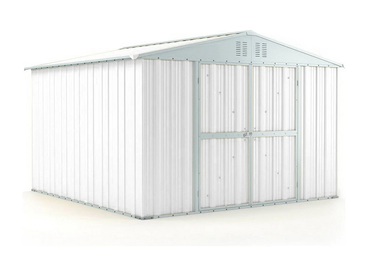 Casetta giardino Box attrezzi in Acciaio Zincato 327x307cm x h2.15m - 145KG - 10,04mq - BIANCO