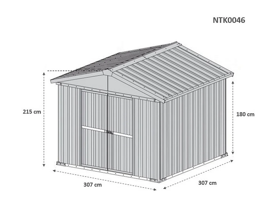 Casetta giardino Box attrezzi in Acciaio Zincato 327x307cm x h2.15m - 145KG - 10,04mq - BIANCO