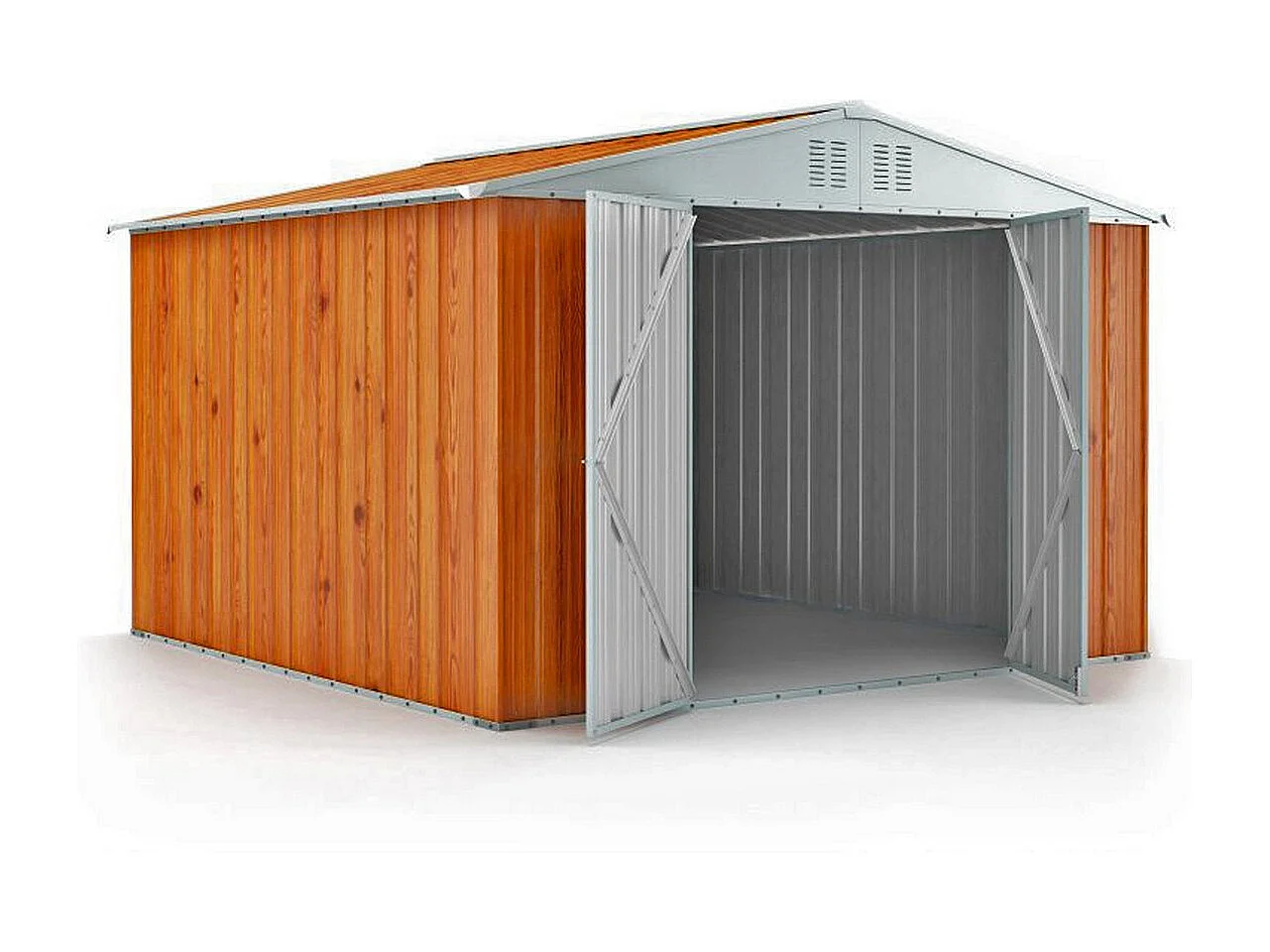 Casetta giardino Box attrezzi in Acciaio Zincato 327x307cm x h2.15m - 145KG - 10,04mq - FINITURA LEGNO