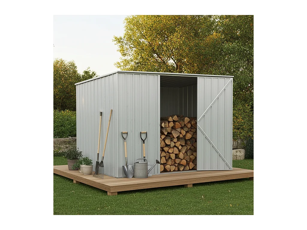 Casetta giardino in lamiera Box in Acciaio Zincato 260x185cm x h1.92m - 85kg - 4,81mq - BIANCO