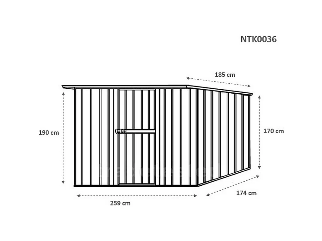 Casetta giardino in lamiera Box in Acciaio Zincato 260x185cm x h1.92m - 85kg - 4,81mq - BIANCO