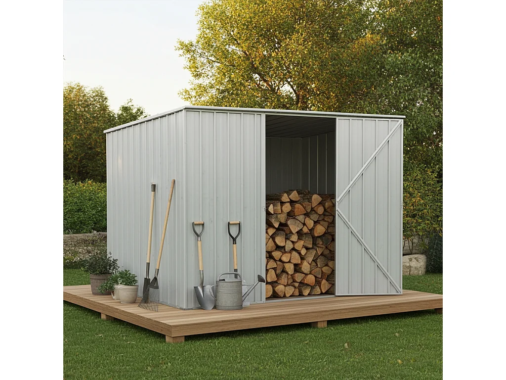 Casetta giardino in lamiera Box in Acciaio Zincato 260x185cm x h1.92m - 85kg - 4,81mq - BIANCO