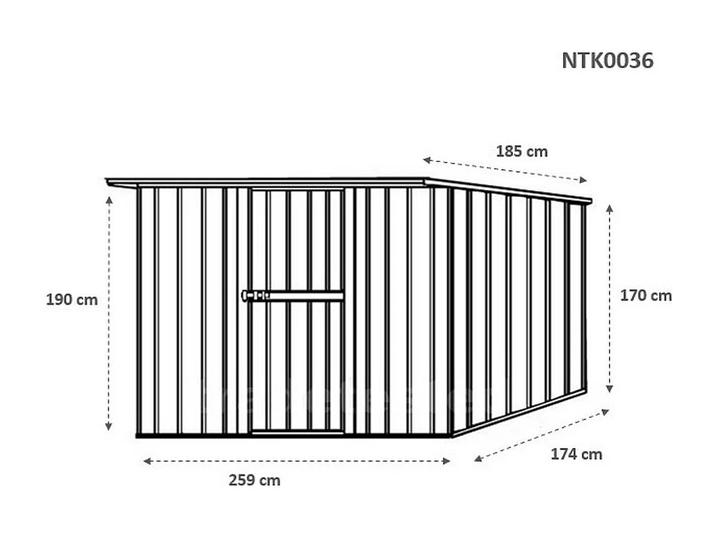 Casetta giardino in lamiera Box in Acciaio Zincato 260x185cm x h1.92m - 85kg - 4,81mq - BIANCO