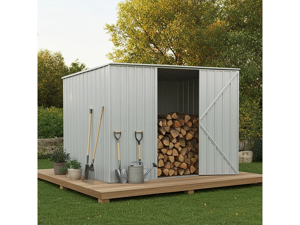 Casetta giardino in lamiera Box in Acciaio Zincato 260x185cm x h1.92m - 85kg - 4,81mq - BIANCO