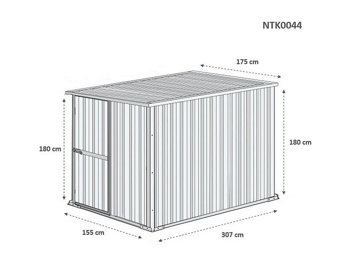 Casetta giardino lamiera Box in Acciaio Zincato 175x307cm x h1.82m - 95KG - 5,4mq - VERDE