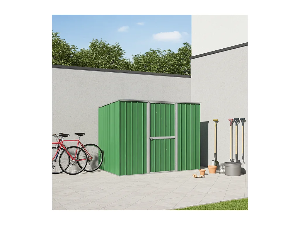 Casetta giardino in lamiera Box in Acciaio Zincato 260x185cm x h1.92m - 85kg - 4,81mq - VERDE