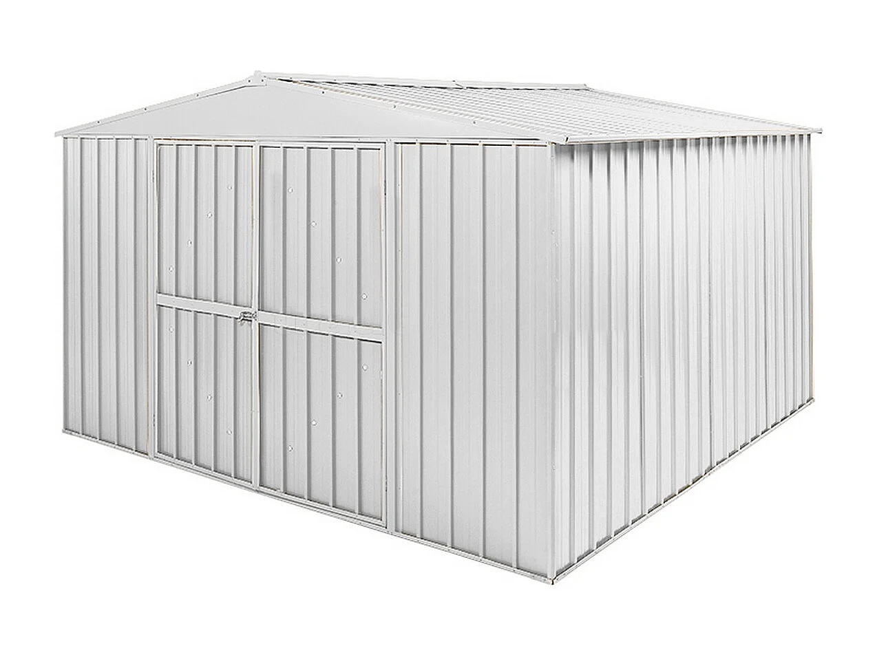Box in Acciaio Zincato garage attrezzi lamiera 360x3.45cm x h2.12m - 150KG - 12,42mq - BIANCO