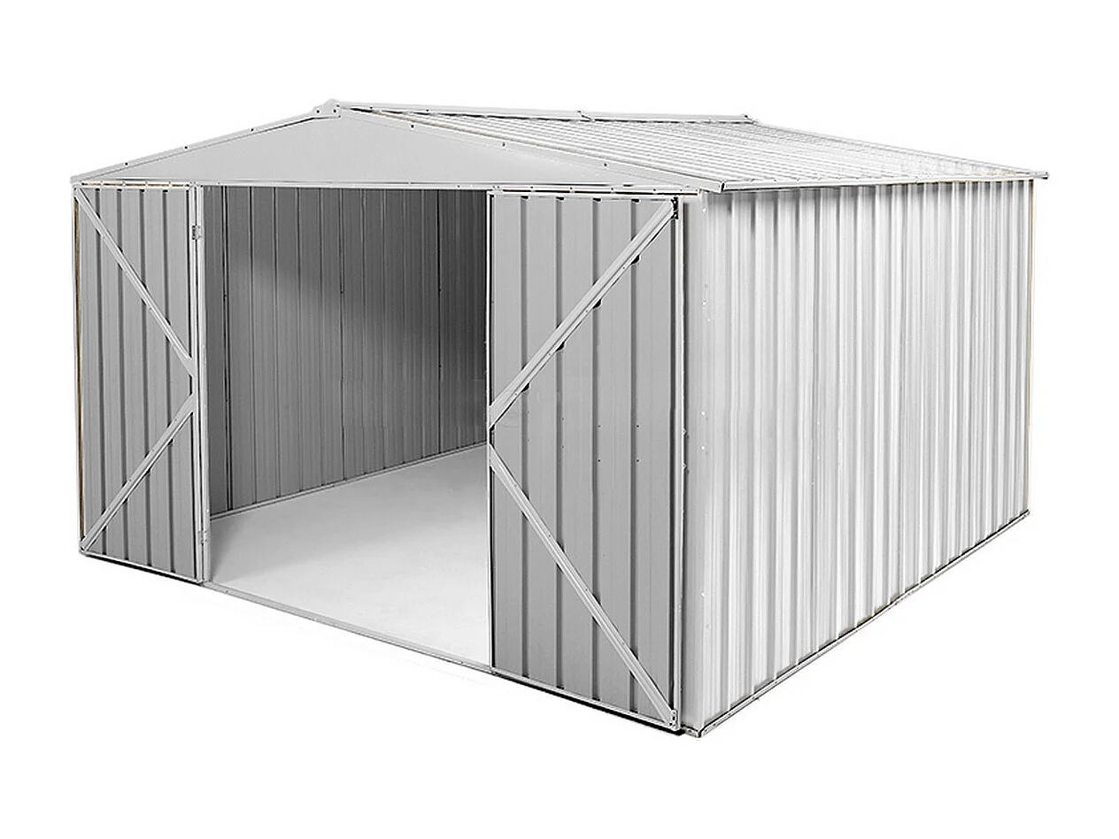 Box in Acciaio Zincato garage attrezzi lamiera 360x3.45cm x h2.12m - 150KG - 12,42mq - BIANCO