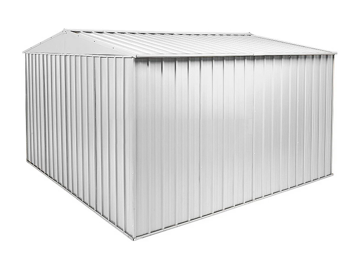 Box in Acciaio Zincato garage attrezzi lamiera 360x3.45cm x h2.12m - 150KG - 12,42mq - BIANCO