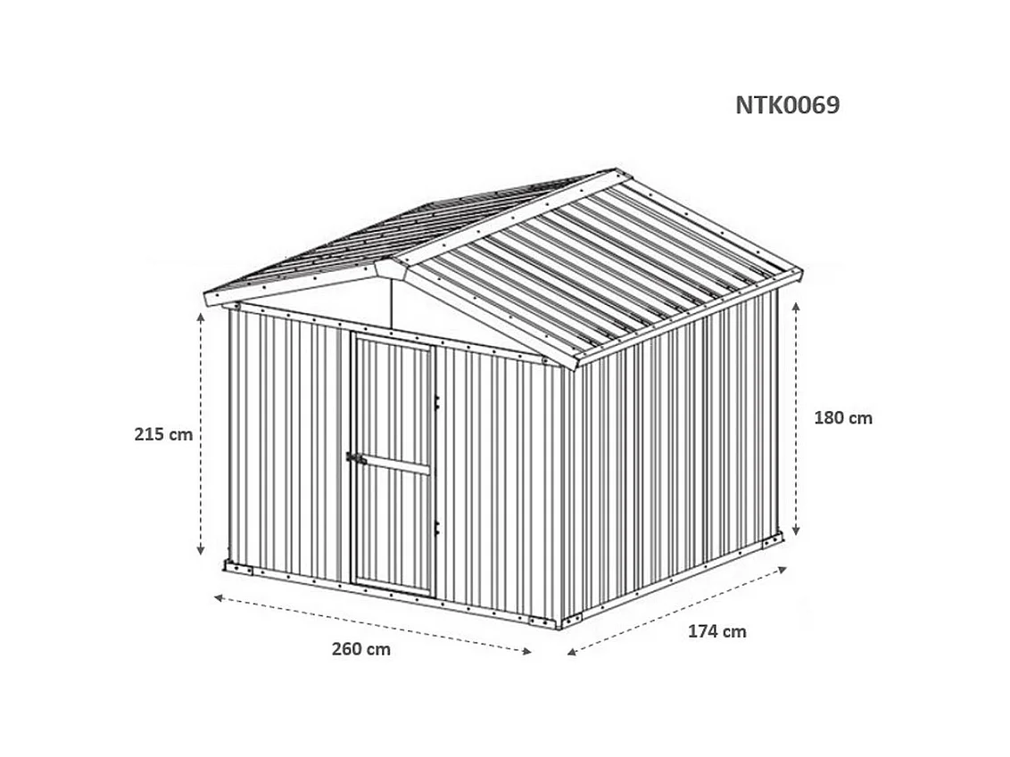 Capanno per esterno in lamiera di acciaio zincata 275x175cm x h 212cm - 87 kg - 4,81mq - BIANCO