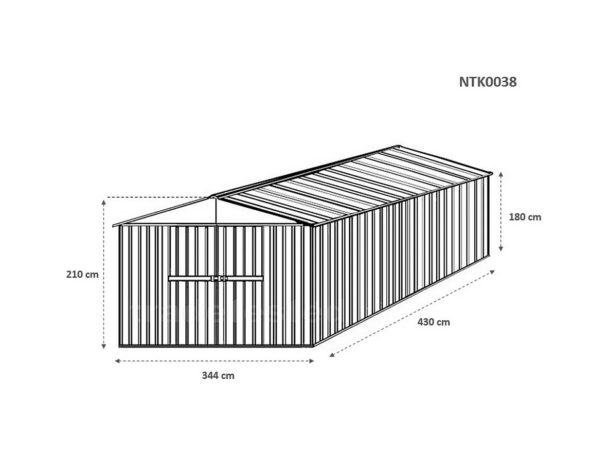 Box garage lamiera zincata casetta giardino acciaio 360x430cm x h2.10m - 185KG - 15,48mq - FINITURA LEGNO
