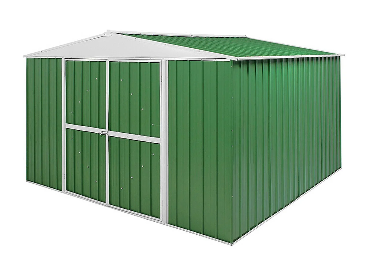 Box in Acciaio Zincato garage attrezzi lamiera 360x3.45cm x h2.12m - 150KG - 12,42mq - VERDE