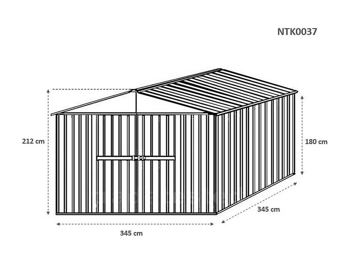 Box in Acciaio Zincato garage attrezzi lamiera 360x3.45cm x h2.12m - 150KG - 12,42mq - VERDE