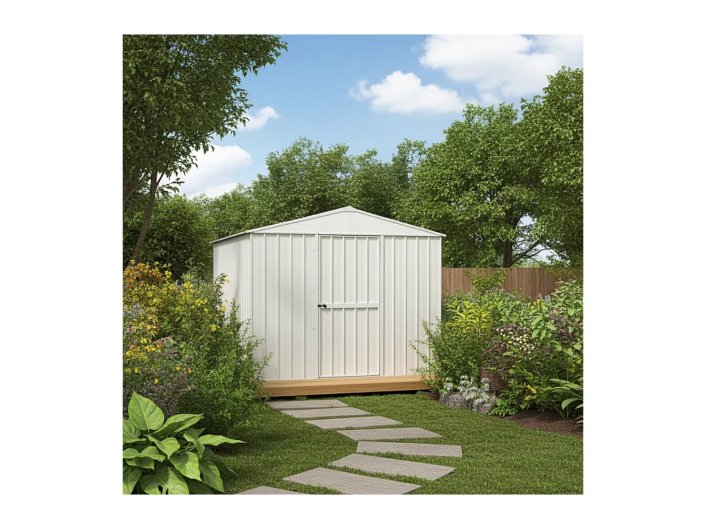 Box in Acciaio Zincato casetta attrezzi in lamiera 276x260cm x h2.12m - 110KG - 7,2mq - BIANCO