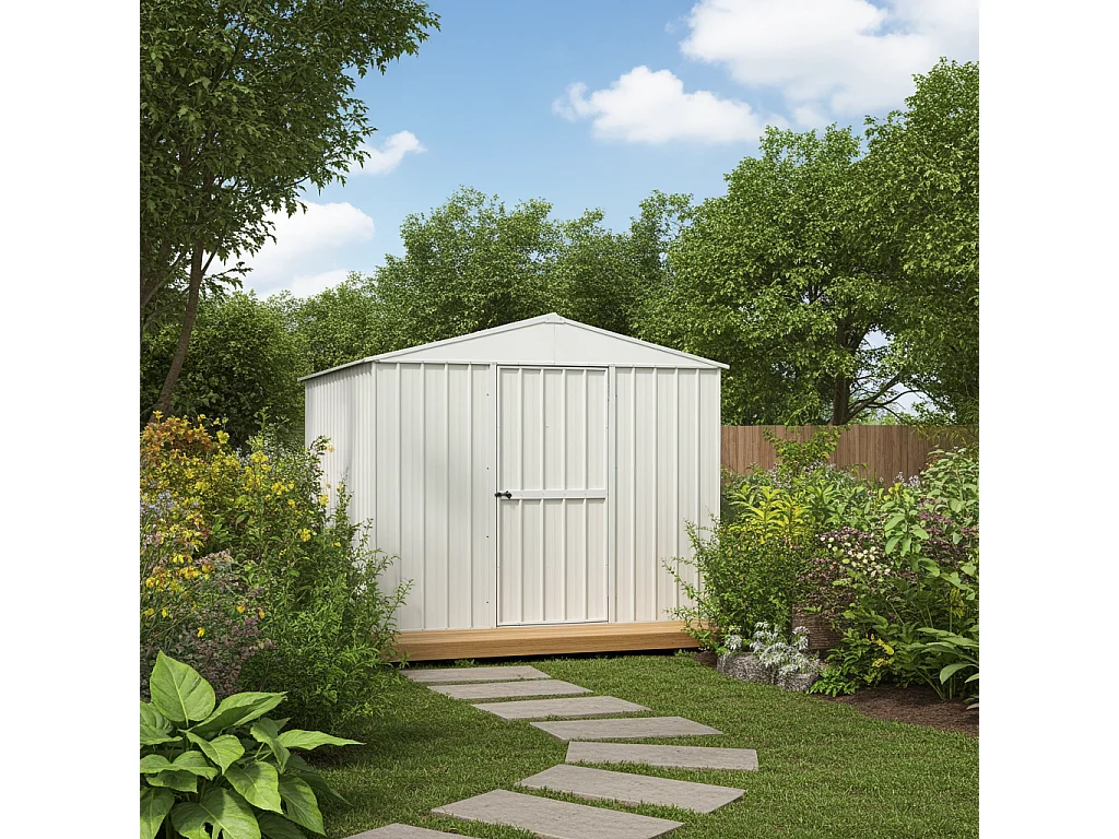 Box in Acciaio Zincato casetta attrezzi in lamiera 276x260cm x h2.12m - 110KG - 7,2mq - BIANCO