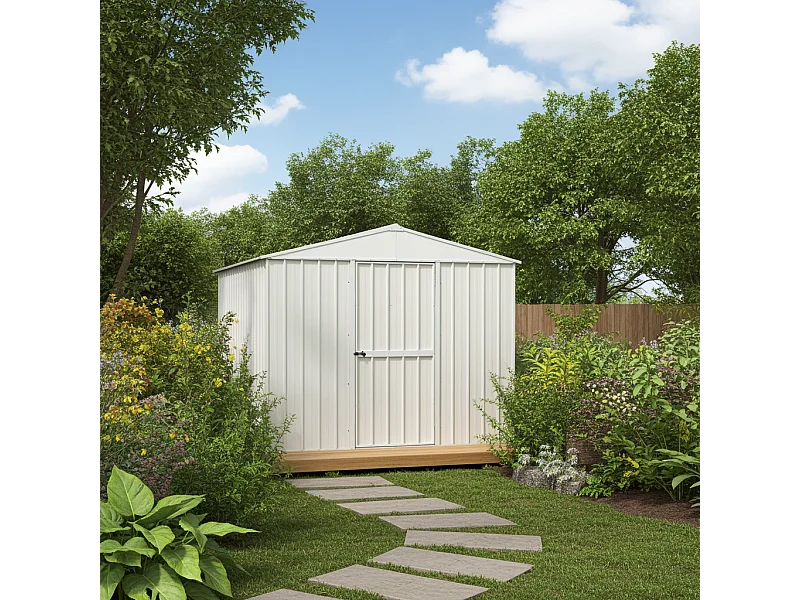 Box in Acciaio Zincato casetta attrezzi in lamiera 276x260cm x h2.12m - 110KG - 7,2mq - BIANCO