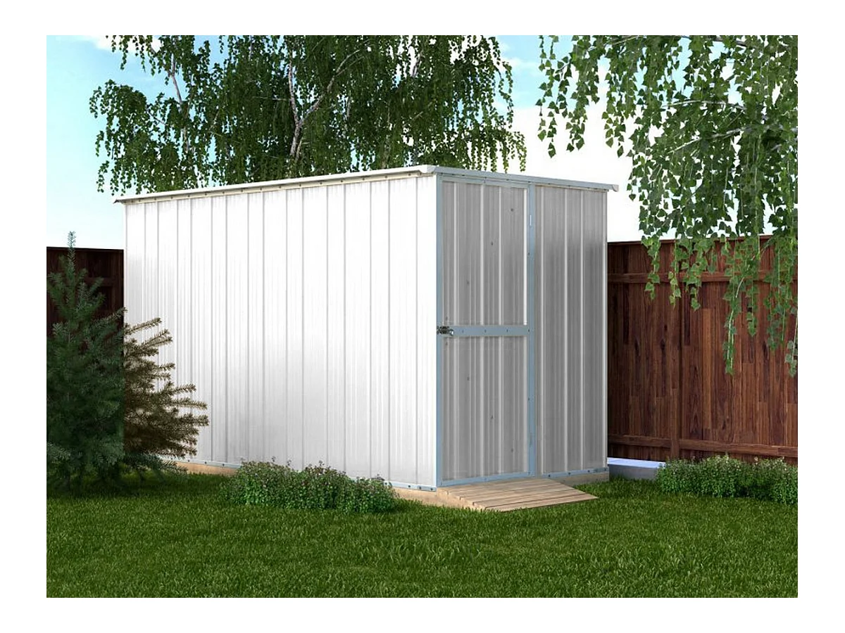 Casetta giardino lamiera Box in Acciaio Zincato 175x307cm x h1.82m - 95KG - 5,4mq - BIANCO