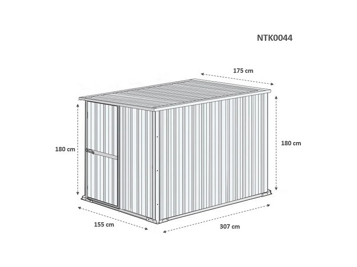 Casetta giardino lamiera Box in Acciaio Zincato 175x307cm x h1.82m - 95KG - 5,4mq - BIANCO
