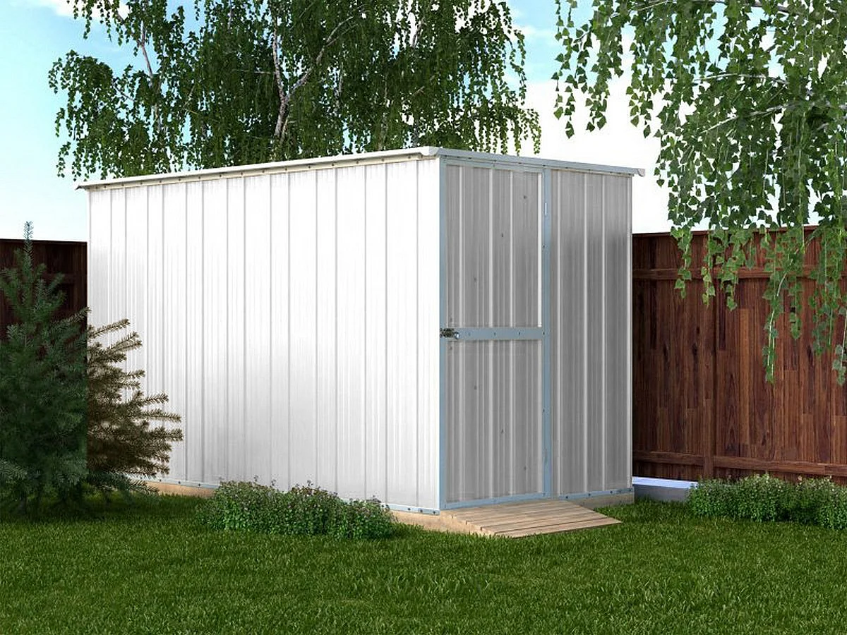 Casetta giardino lamiera Box in Acciaio Zincato 175x307cm x h1.82m - 95KG - 5,4mq - BIANCO