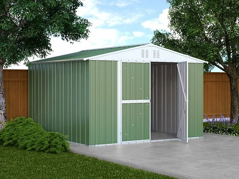 Casetta giardino Box attrezzi in Acciaio Zincato 327x307cm x h2.15m - 145KG - 10,04mq - VERDE