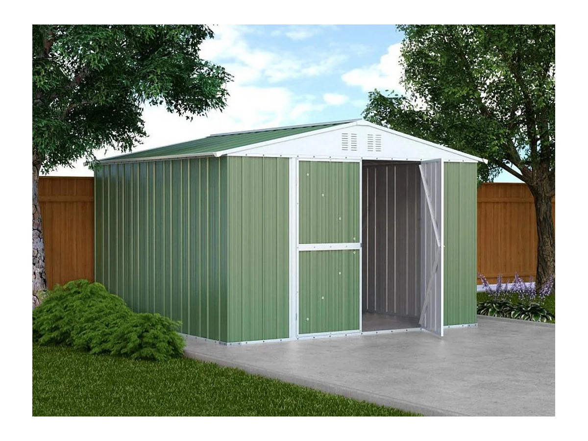 Casetta giardino Box attrezzi in Acciaio Zincato 327x307cm x h2.15m - 145KG - 10,04mq - VERDE