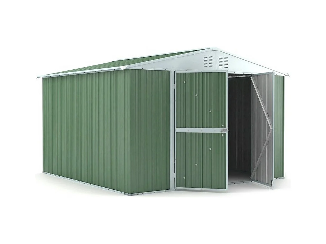 Casetta giardino Box attrezzi in Acciaio Zincato 327x307cm x h2.15m - 145KG - 10,04mq - VERDE