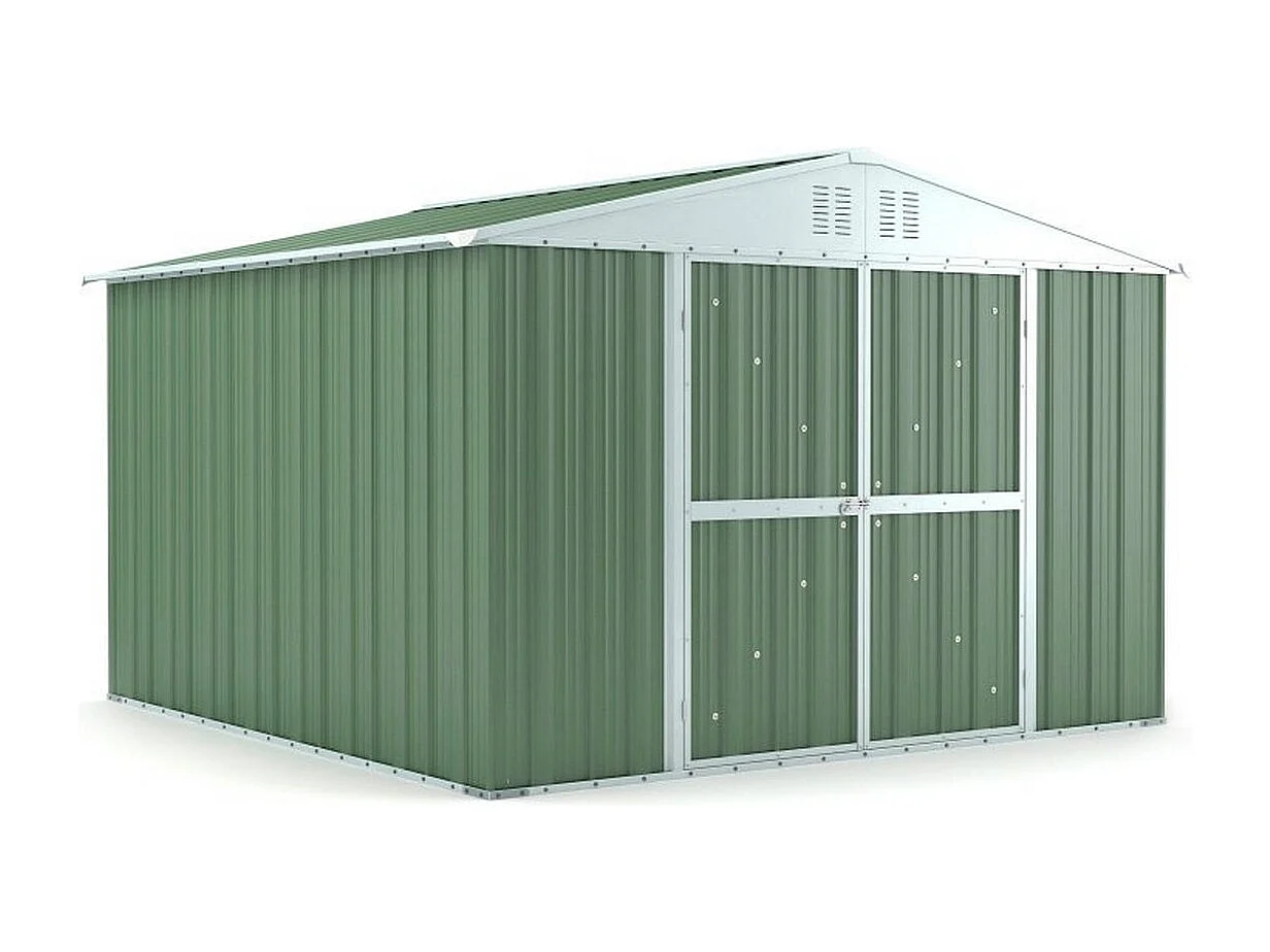 Casetta giardino Box attrezzi in Acciaio Zincato 327x307cm x h2.15m - 145KG - 10,04mq - VERDE