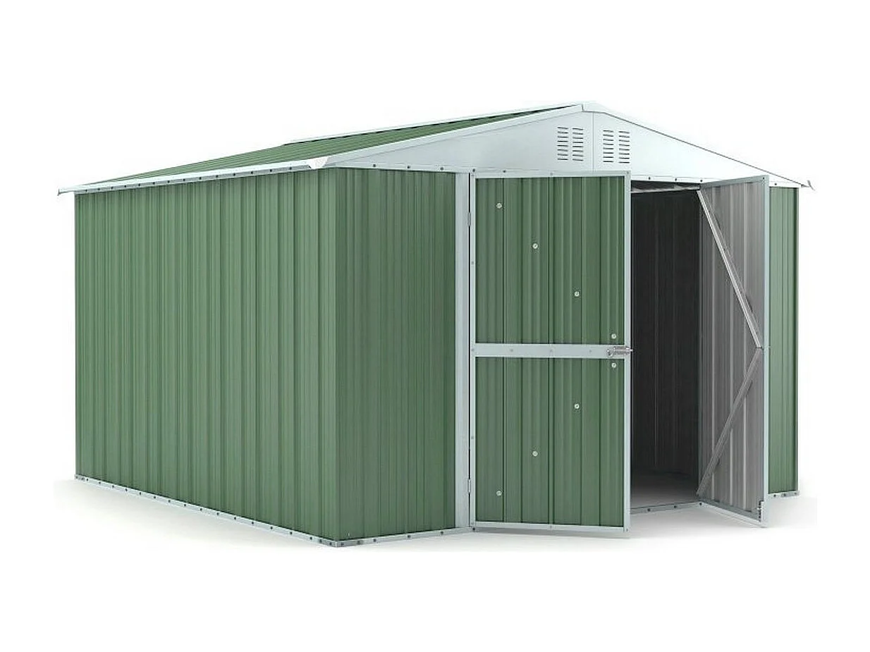 Casetta giardino Box attrezzi in Acciaio Zincato 327x307cm x h2.15m - 145KG - 10,04mq - VERDE