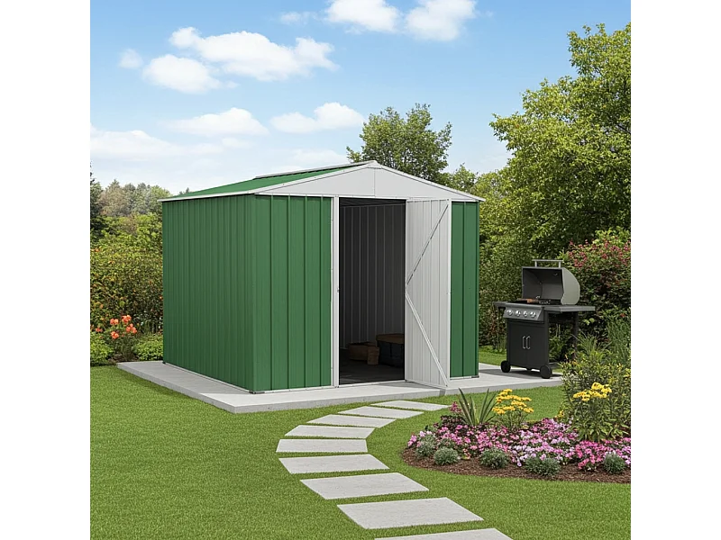 Box in Acciaio Zincato casetta attrezzi in lamiera 276x260cm x h2.12m - 110KG - 7,2mq - VERDE