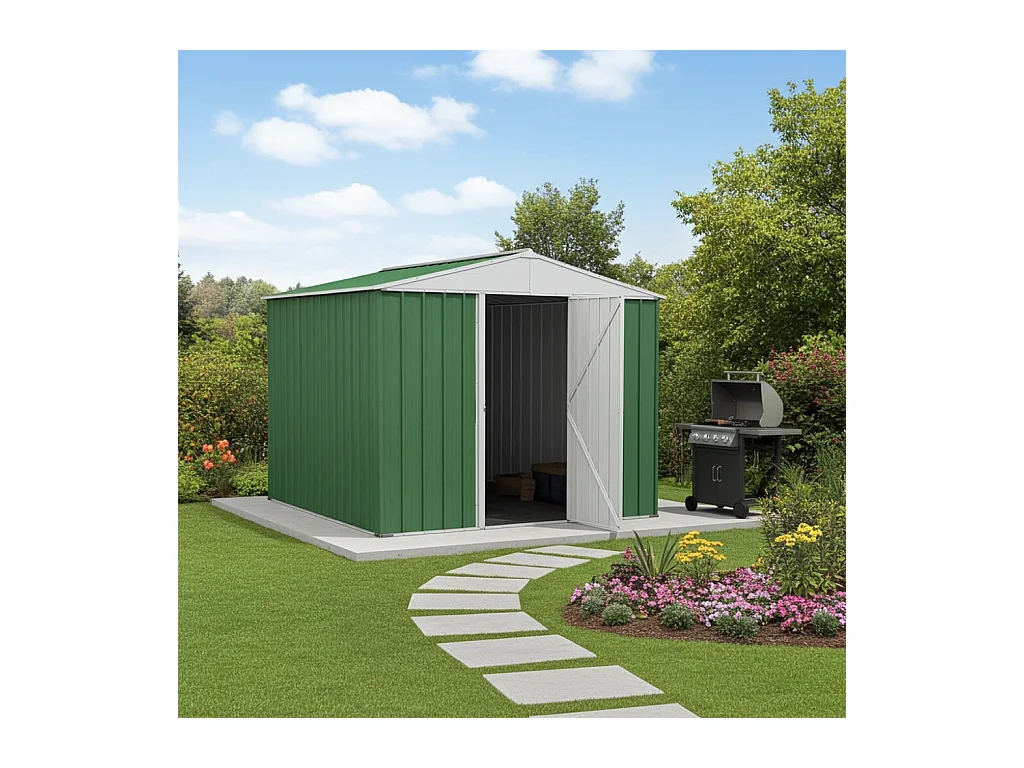 Box in Acciaio Zincato casetta attrezzi in lamiera 276x260cm x h2.12m - 110KG - 7,2mq - VERDE