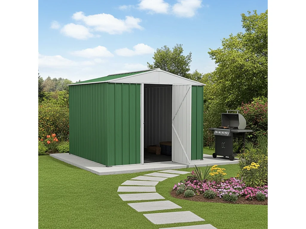 Box in Acciaio Zincato casetta attrezzi in lamiera 276x260cm x h2.12m - 110KG - 7,2mq - VERDE